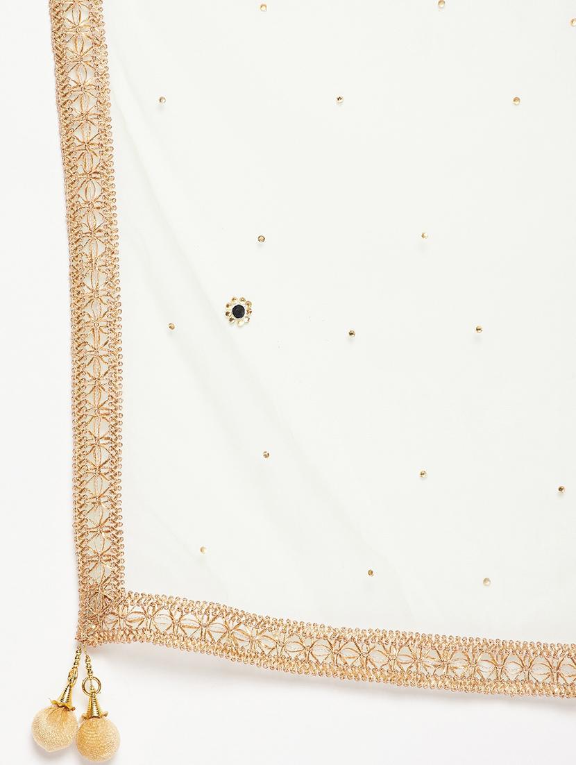 green embroidered gota work net dupatta - 19795914 - Standard Image - 5