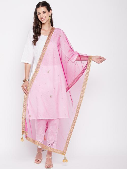 ethnic motifs sequined with gota patti net dupatta - 19795922 - Standard Image - 0