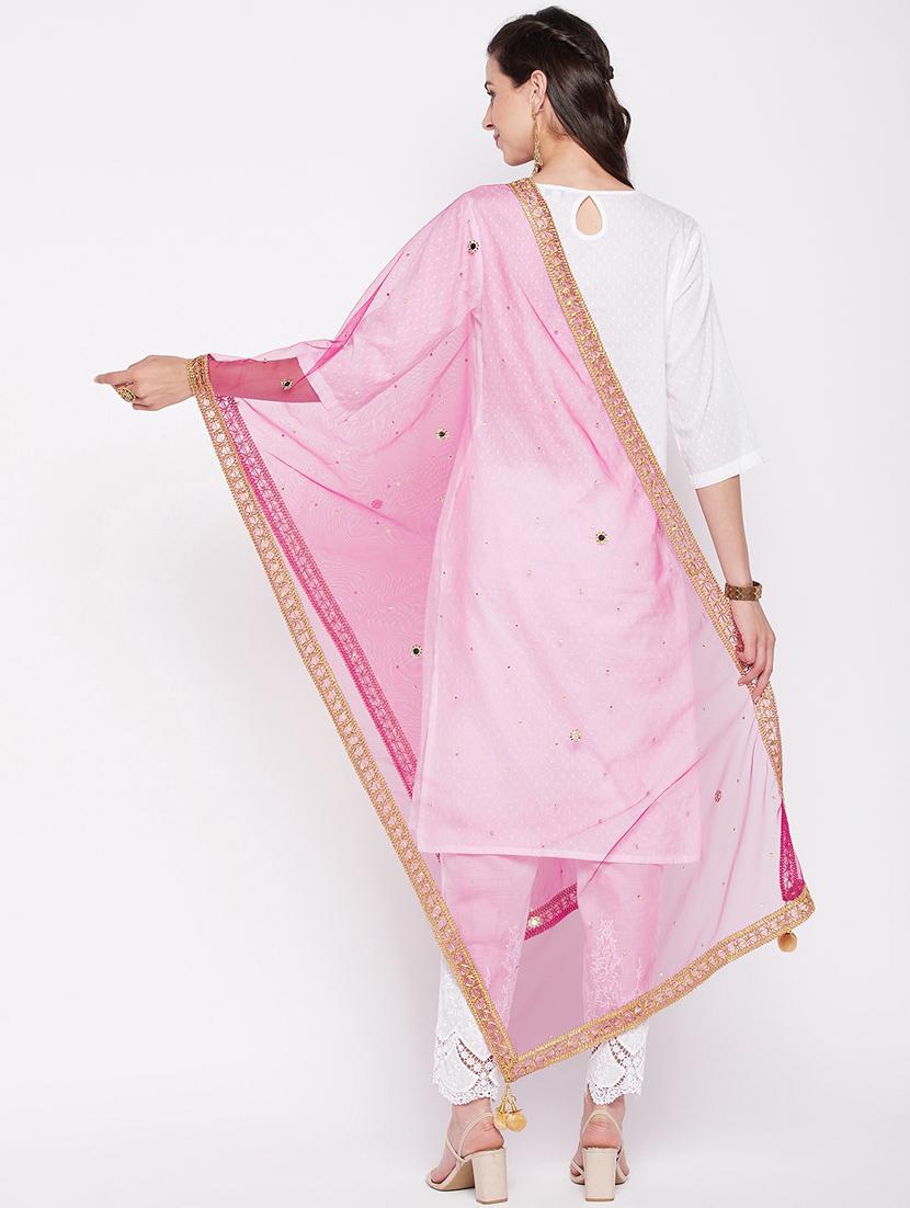 ethnic motifs sequined with gota patti net dupatta - 19795922 - Standard Image - 3