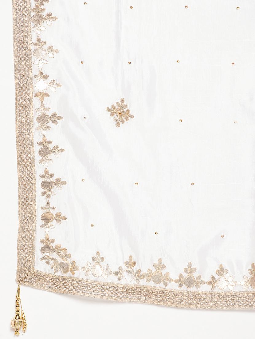 white gota work embroidered dupatta - 19795947 - Standard Image - 5