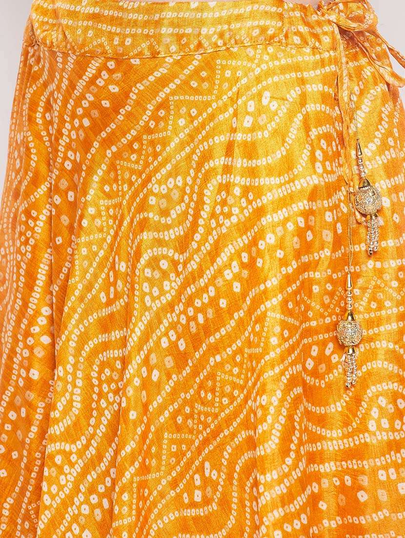 mustard printed flared long skirt - 19796162 - Standard Image - 5