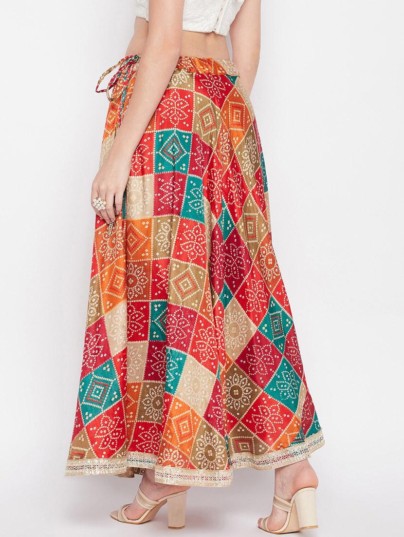 multi colored printed flared long skirt - 19796166 - Standard Image - 3