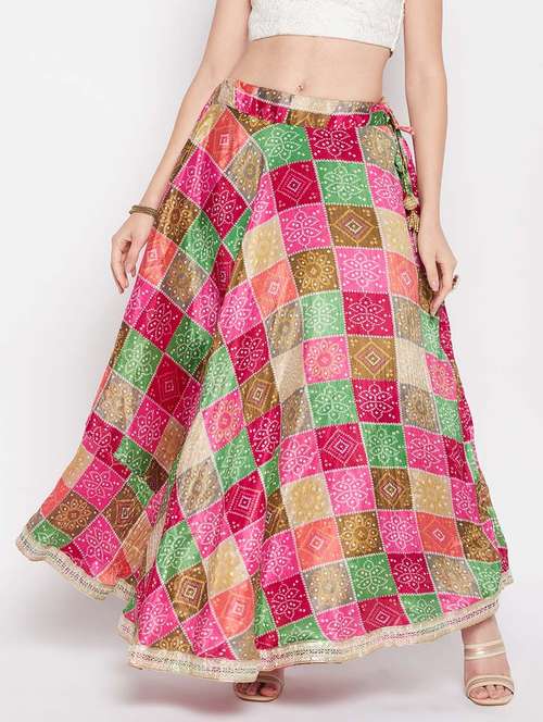 multi colored printed flared long skirt - 19796167 - Standard Image - 0