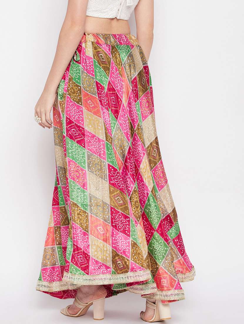 multi colored printed flared long skirt - 19796167 - Standard Image - 3