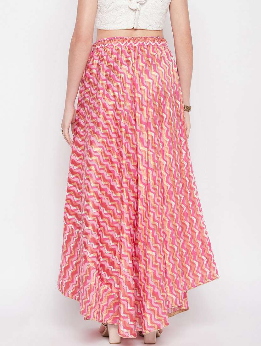 pink printed flared long skirt - 19796180 -  Standard Image - 3