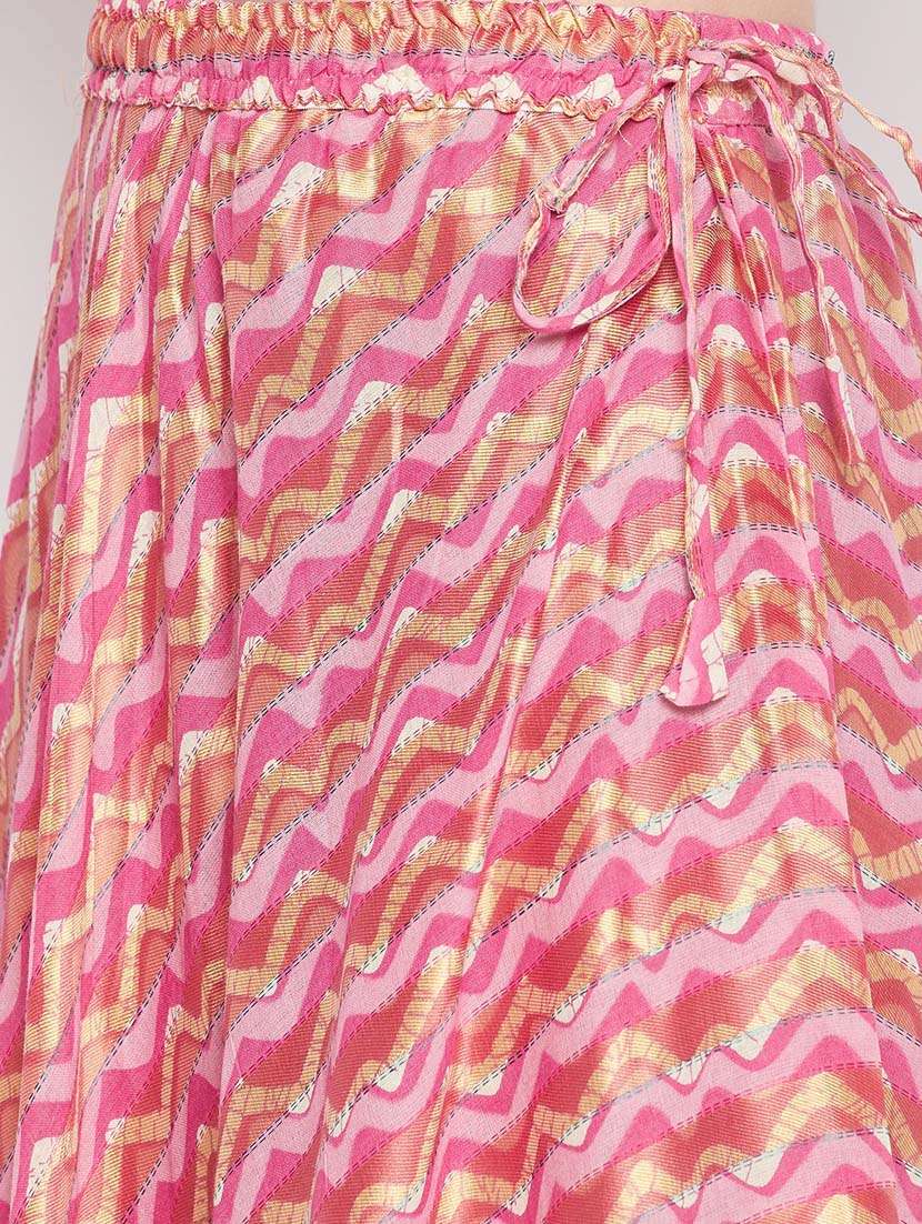 pink printed flared long skirt - 19796180 -  Standard Image - 5