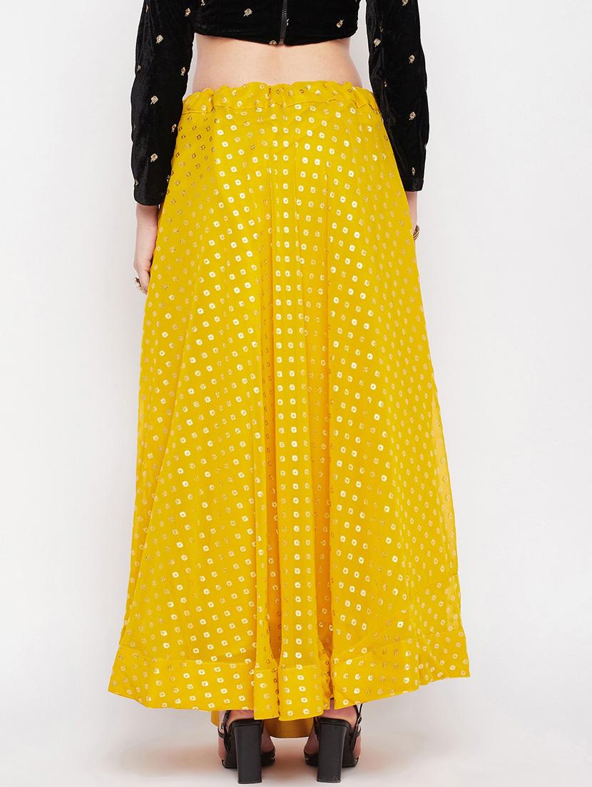 yellow printed flared long skirt - 19796188 - Standard Image - 3