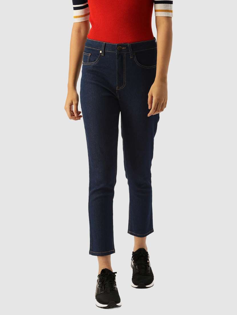 mid rise solid ankle length jeans - 19796263 -  Zoom Image - 0