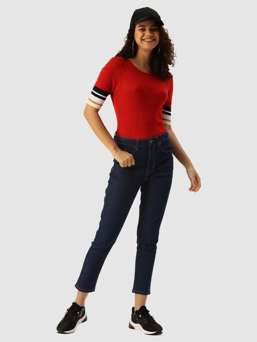 mid rise solid ankle length jeans - 19796263 - Standard Image - 3