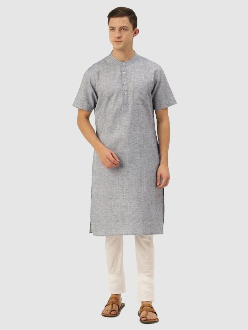 mandarin neck solid kurta - 19796297 -  Zoom Image - 0