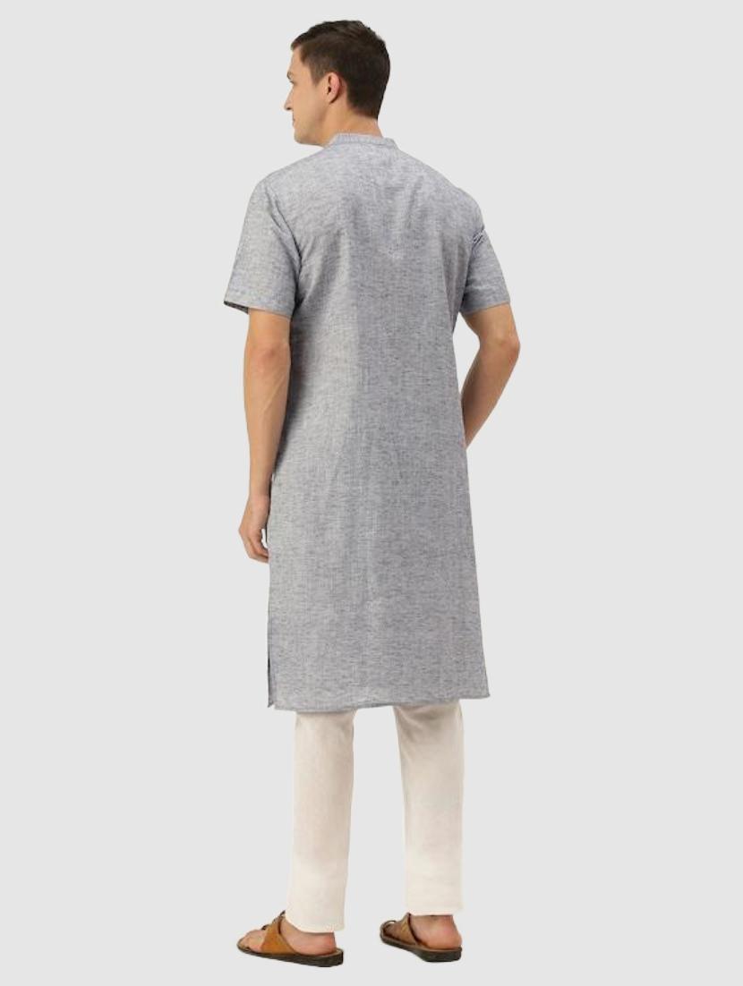mandarin neck solid kurta - 19796297 - Standard Image - 3