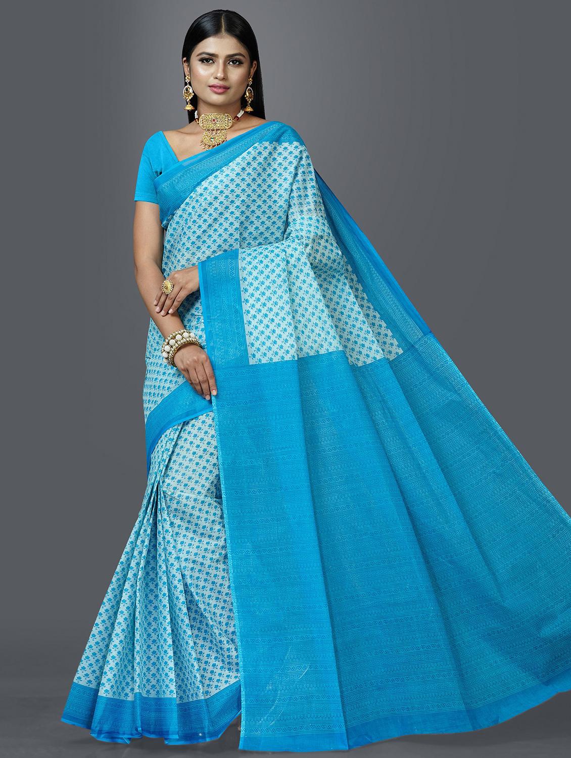 women's floral light blue colored saree - 19796473 - Zoom Image - 0