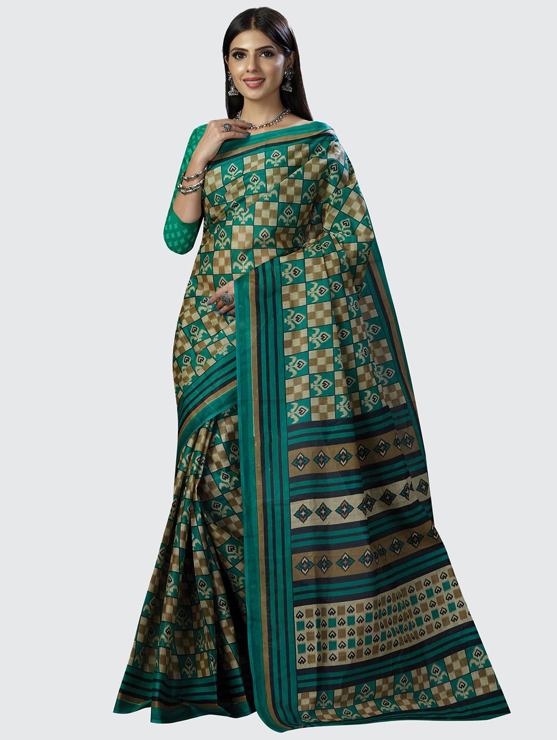 multi colored printed saree with blouse - 19796477 - Zoom Image - 0