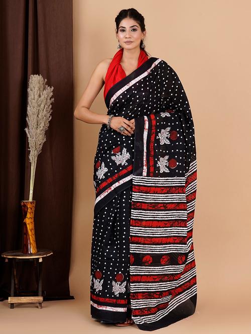 black printed saree with blouse - 19796695 -  Standard Image - 0