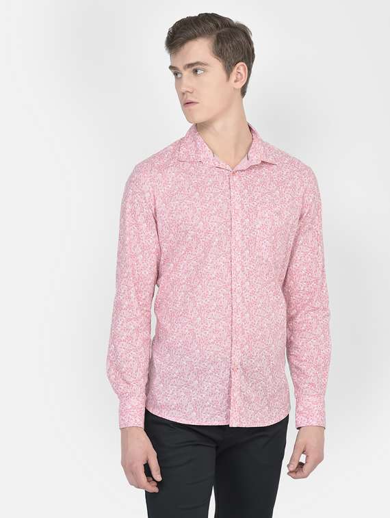 mens leaf print casual shirt
