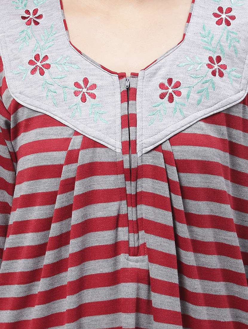 long sleeves striped nighty - 19797558 - Standard Image - 3