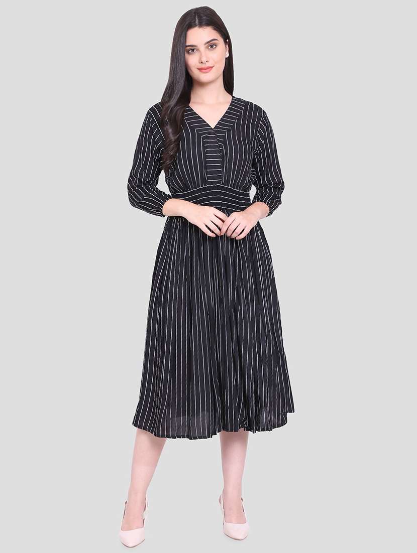 women's fit & flare striped dress - 19797738 - Zoom Image - 0