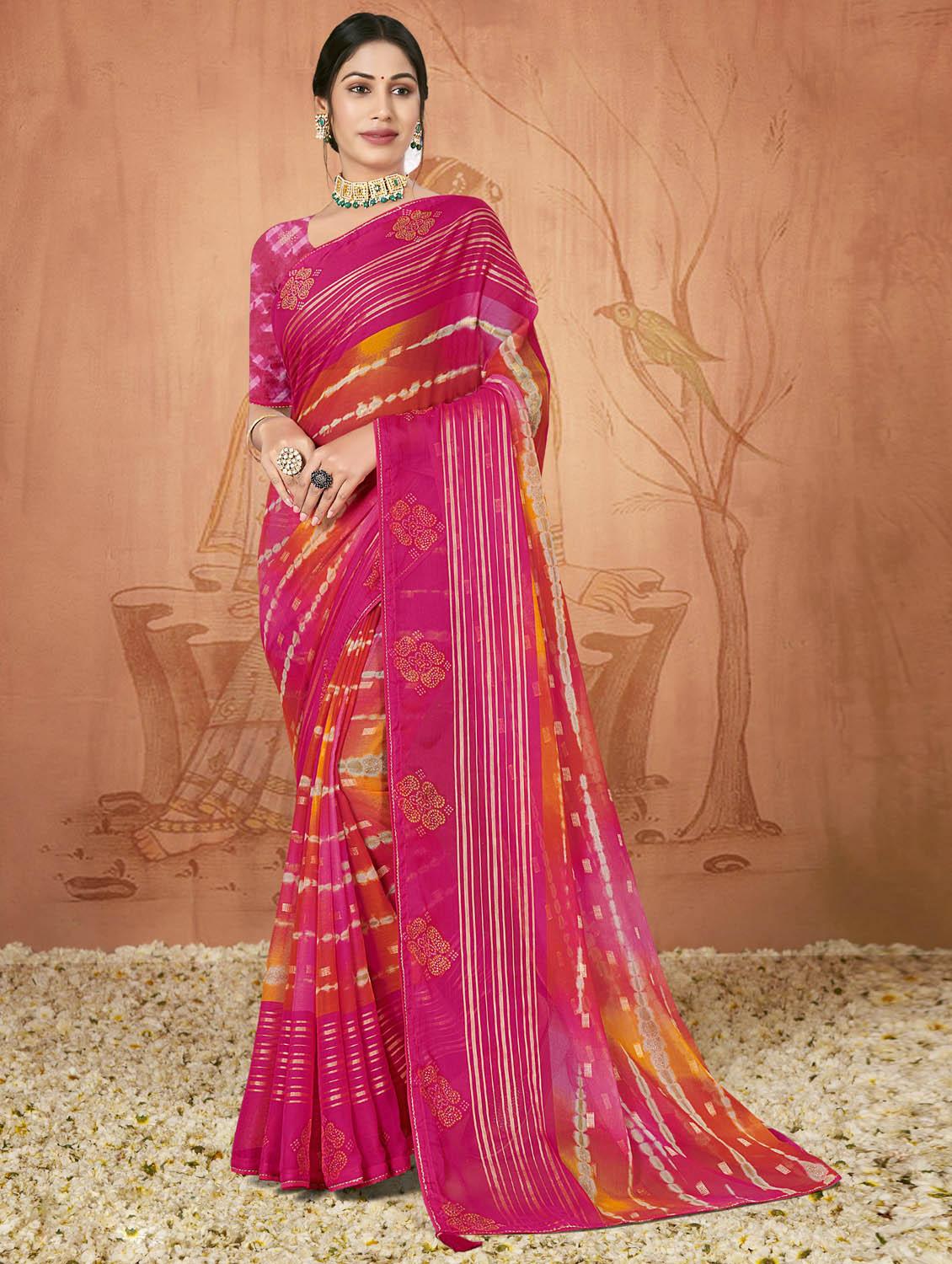 printed saree with blouse - 19802377 -  Zoom Image - 0
