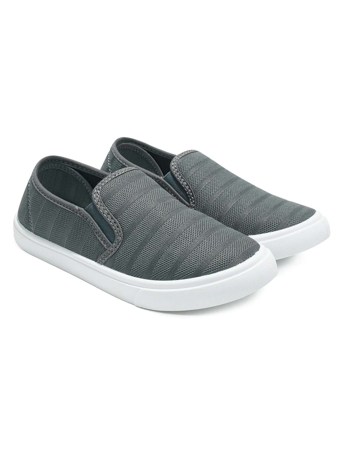 grey solids slip on sneakers