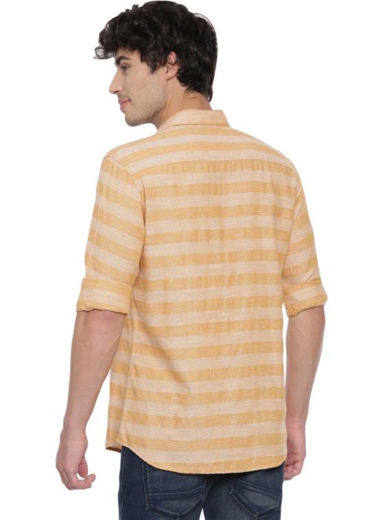 orange striped casual shirt - 19803296 - Standard Image - 3