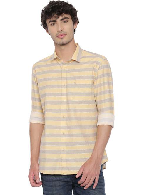 yellow striped casual shirt - 19803303 - Standard Image - 0