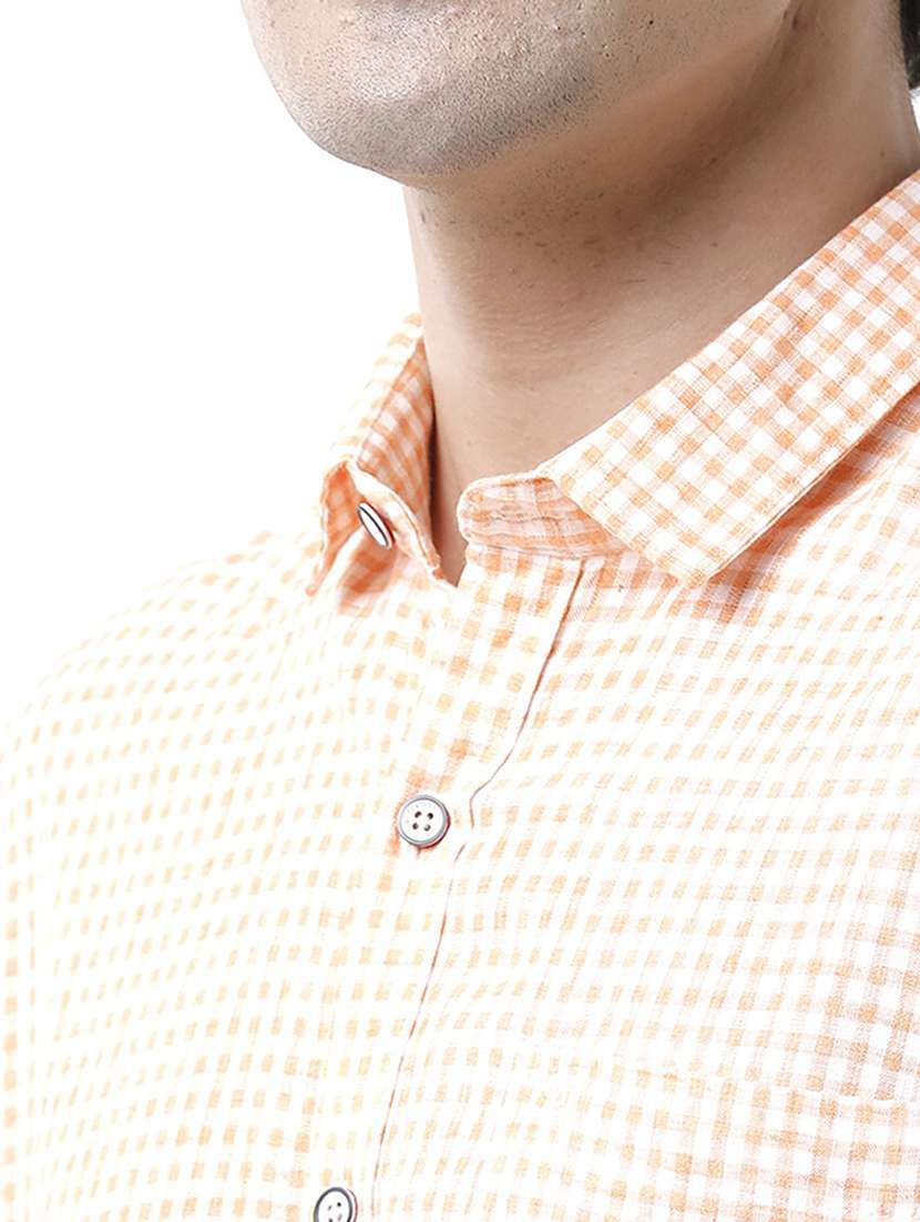 orange checkered casual shirt - 19803401 - Standard Image - 3
