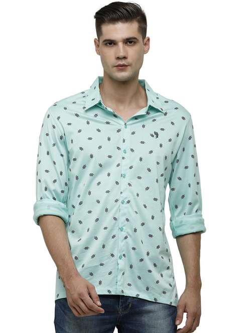 light blue printed casual shirt - 19803404 - Standard Image - 0