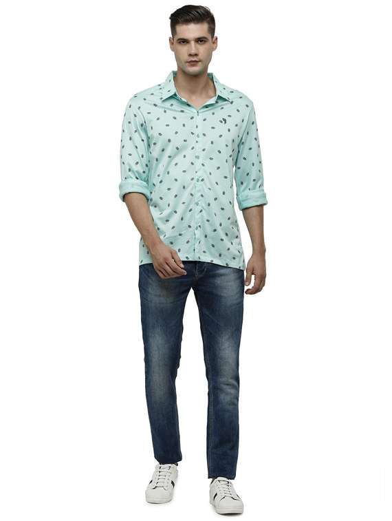 light blue printed casual shirt - 19803404 - Standard Image - 3