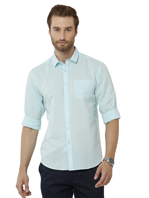 light blue cotton linen casual shirt - 19803429 - Standard Image - 0