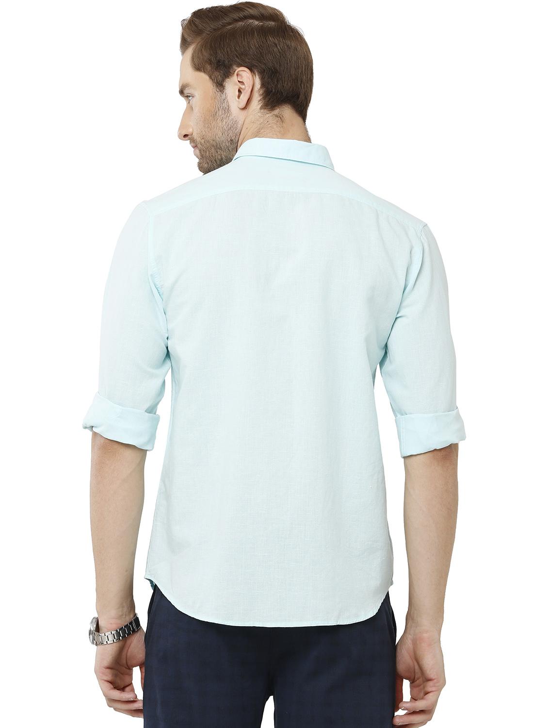 light blue cotton linen casual shirt - 19803429 - Standard Image - 3