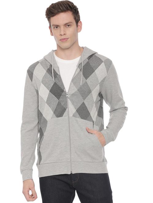 checkered zip up regular sweatshirt - 19803544 - Standard Image - 0