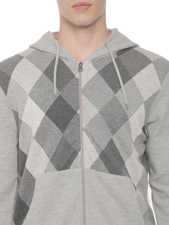 checkered zip up regular sweatshirt - 19803544 - Standard Image - 3