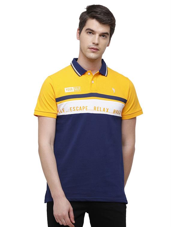 color block cotton polo t-shirt - 19803670 - Zoom Image - 0