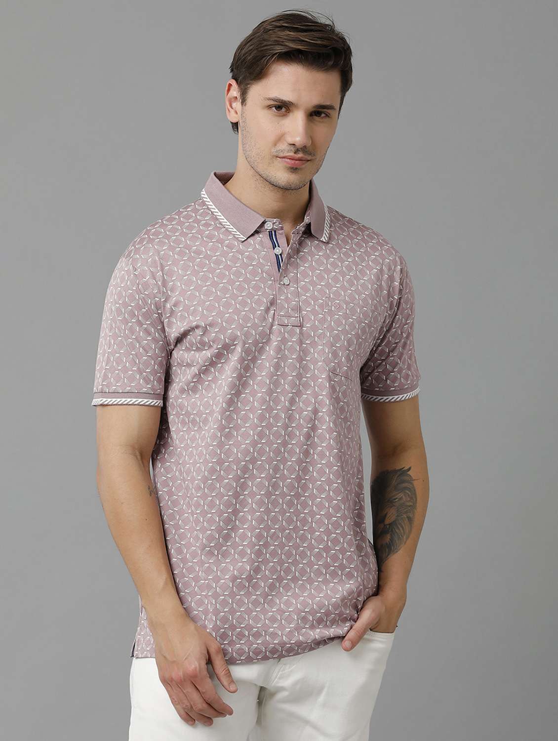 men printed cotton polo t-shirt 