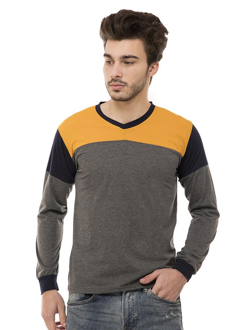 v neck color block t-shirt - 19806008 -  Zoom Image - 0