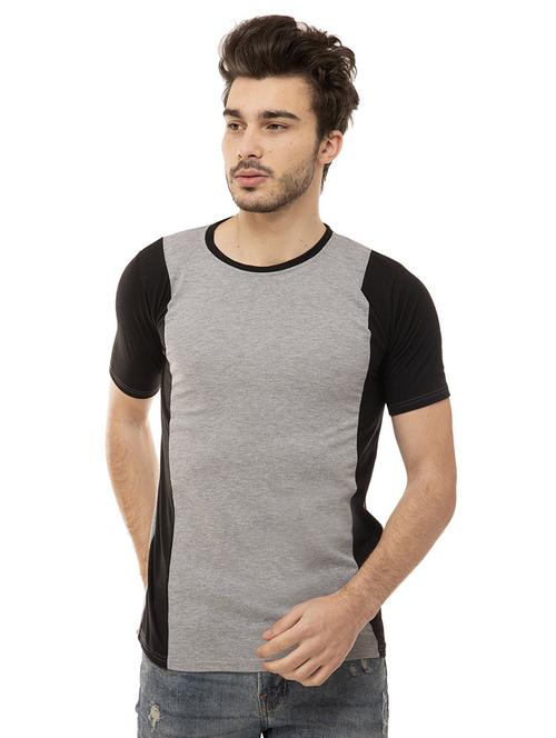 color block round neck regular t-shirt - 19806373 -  Standard Image - 0