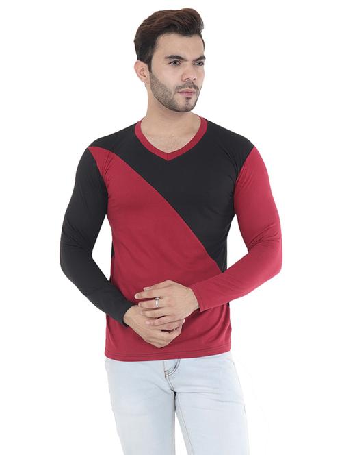 v neck color block t-shirt - 19806564 -  Standard Image - 0