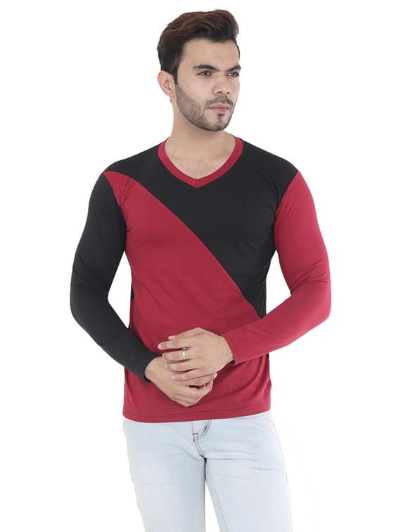 v neck color block t-shirt - 19806564 -  Zoom Image - 0