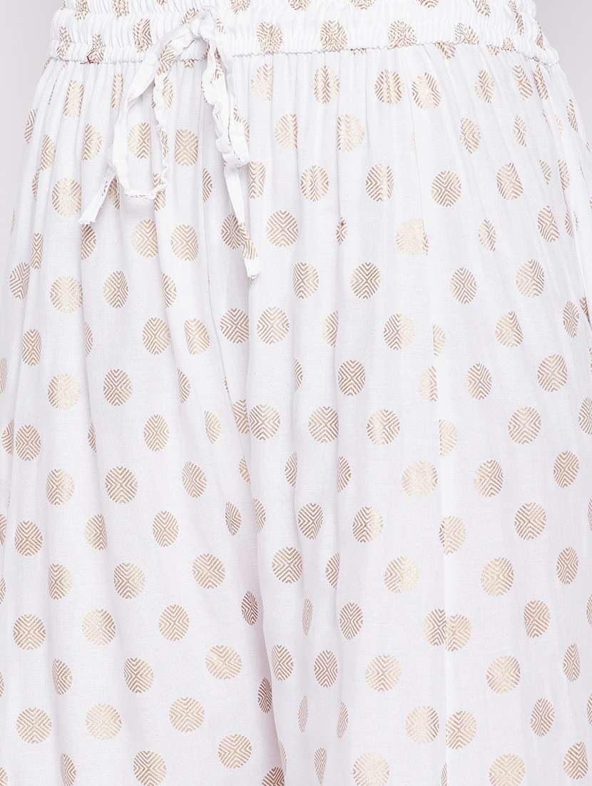 white foil print flared palazzo - 19807806 -  Standard Image - 5