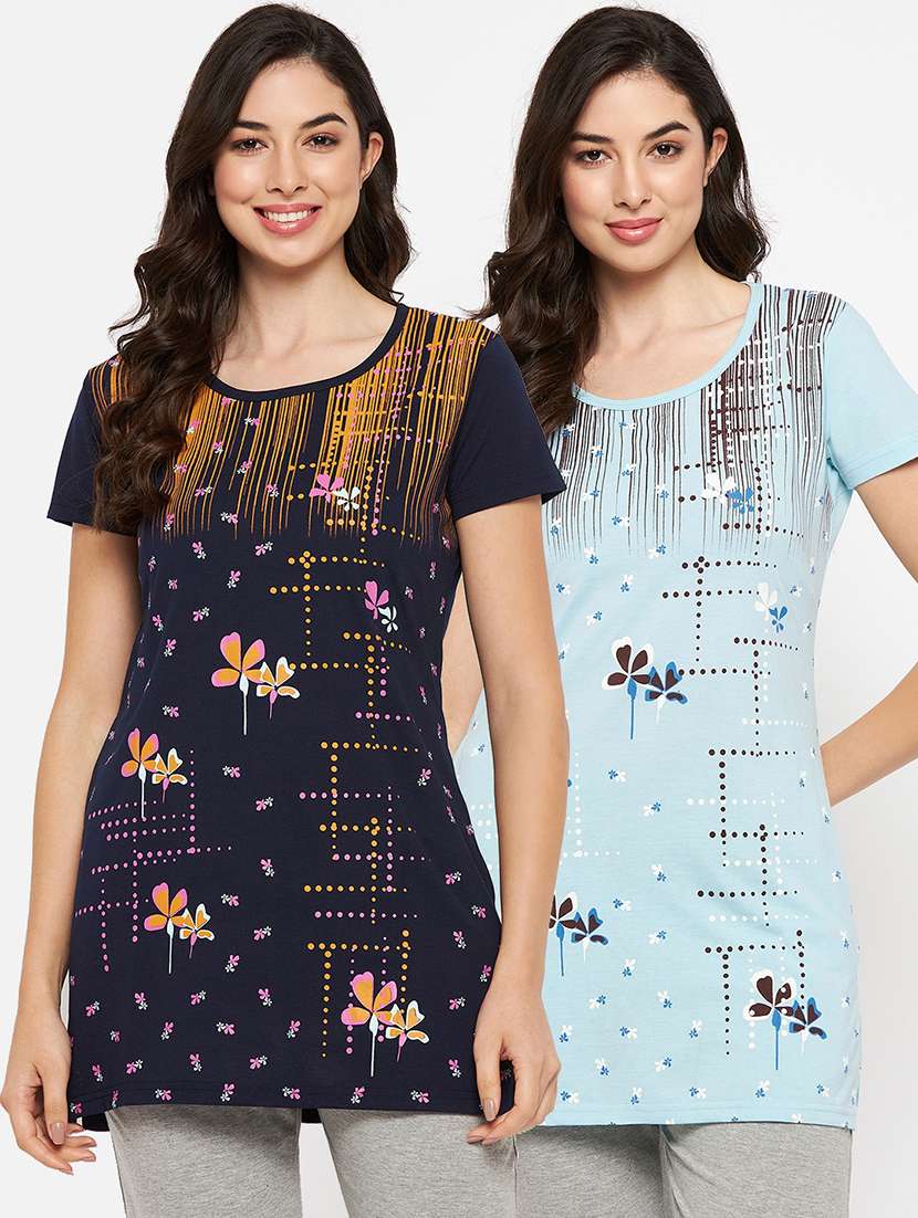 pack of 2 multi colored printed long t-shirt
