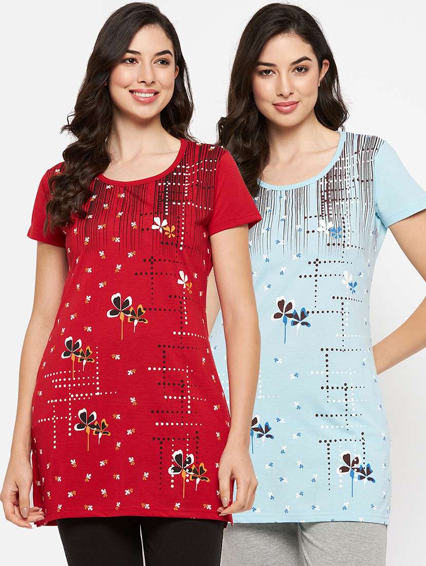 pack of 2 multi colored printed long t-shirt