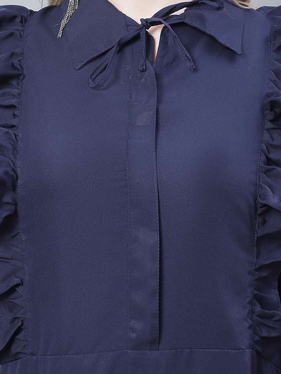 women's ruffle solid dress - 19810573 -  Standard Image - 3