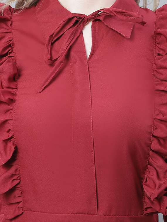 women's ruffle solid dress - 19810575 -  Standard Image - 3