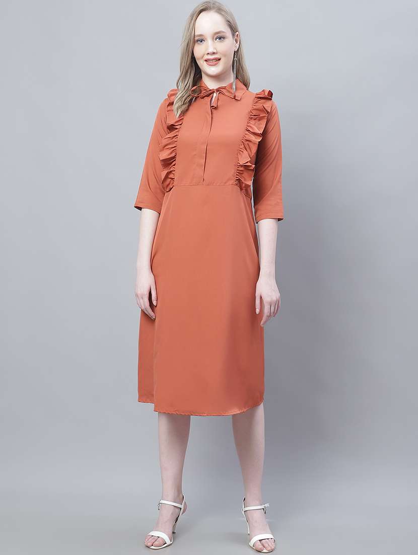 women's ruffle solid dress
