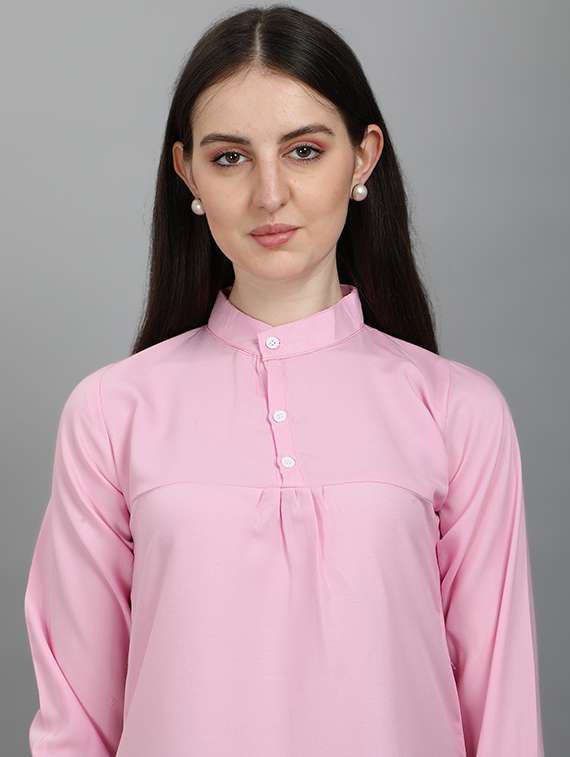 women's straight mandarin neck top - 19811044 -  Standard Image - 3