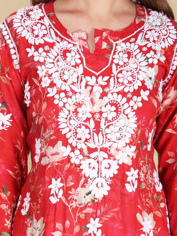 chikankari printed straight kurta - 19811075 - Standard Image - 3