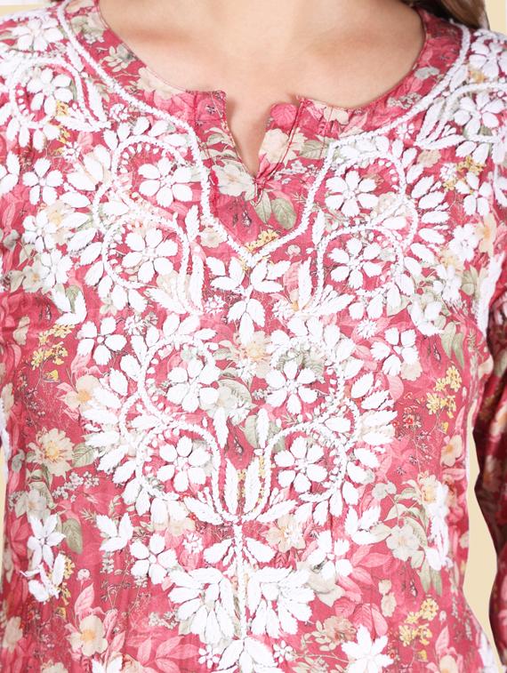 chikankari printed straight kurta - 19811076 - Standard Image - 3