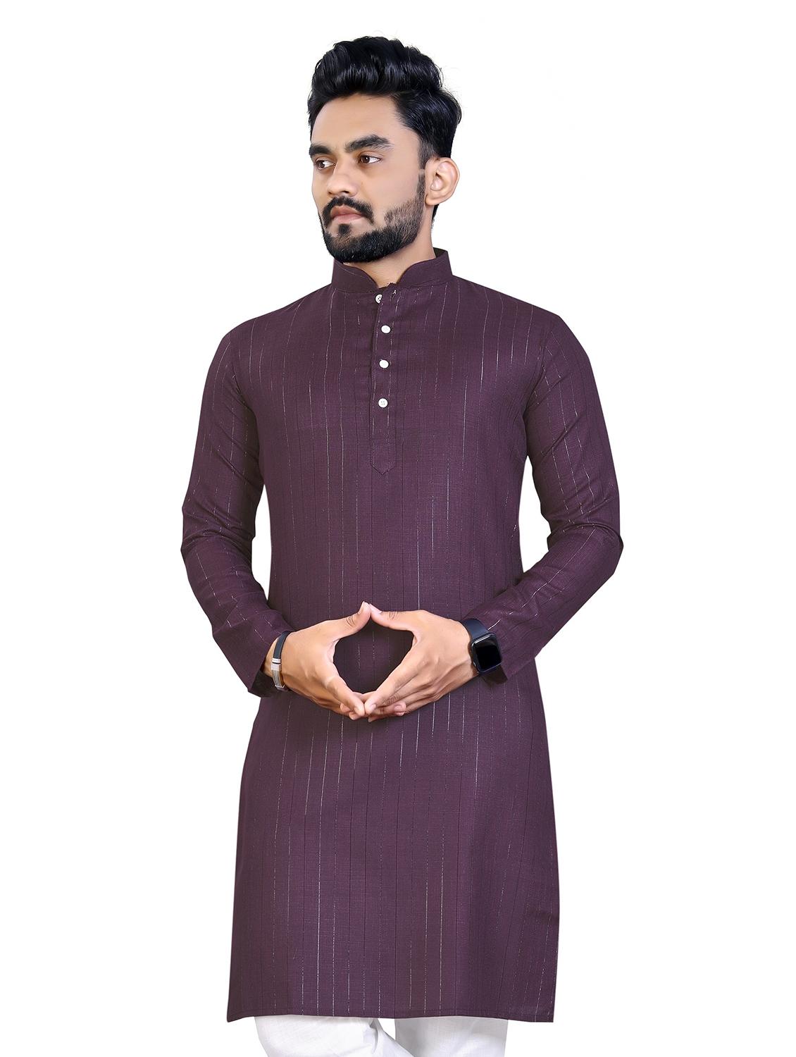 mandarin neck striped kurta
