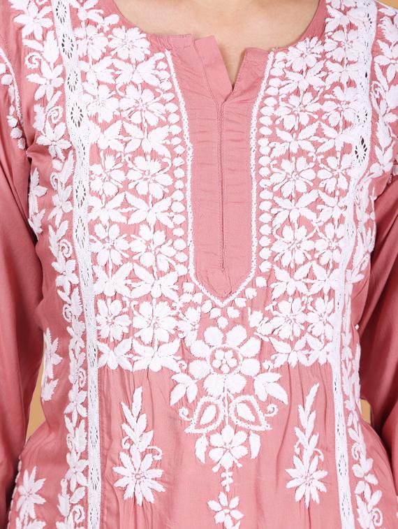 chikankari solid straight kurta - 19811744 - Standard Image - 3