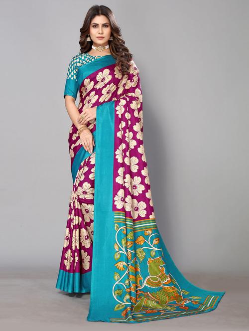 floral printed saree with blouse - 19812891 - Standard Image - 0